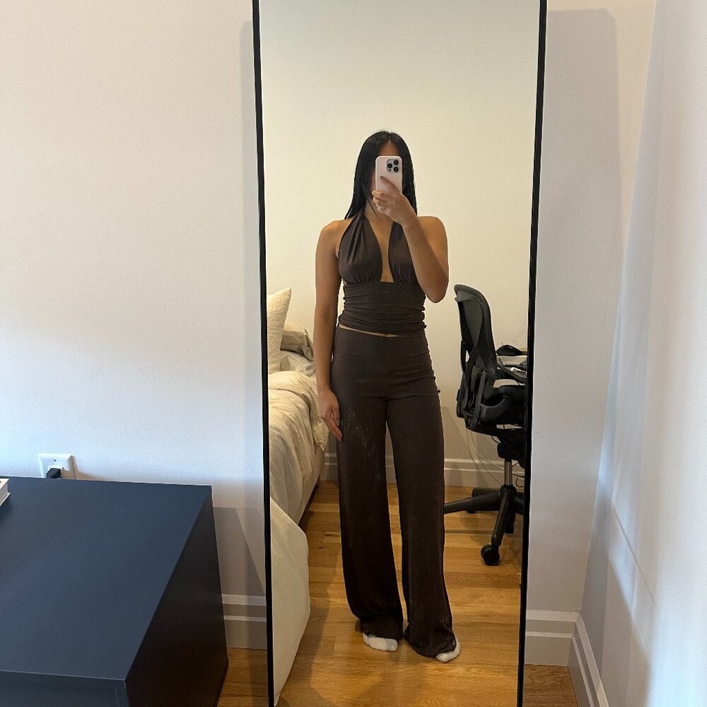 Brown Halter and Pants Set (90s minimalism, NWT)